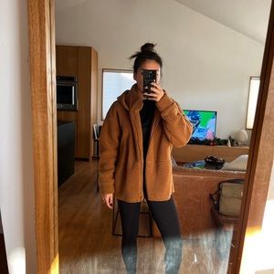 Camel Fabletics Sherpa Hooded Jacket